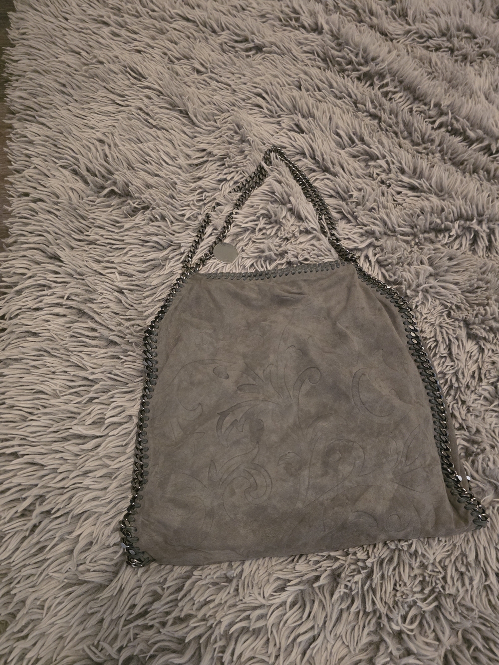 Stella McCartney Grey Suede Tote with Chain Detail